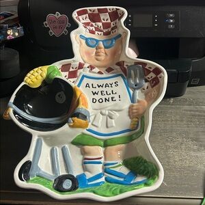 Boston Warehouse Trading Co BBQ Chef Chip & Dip Platter Always Well Done!